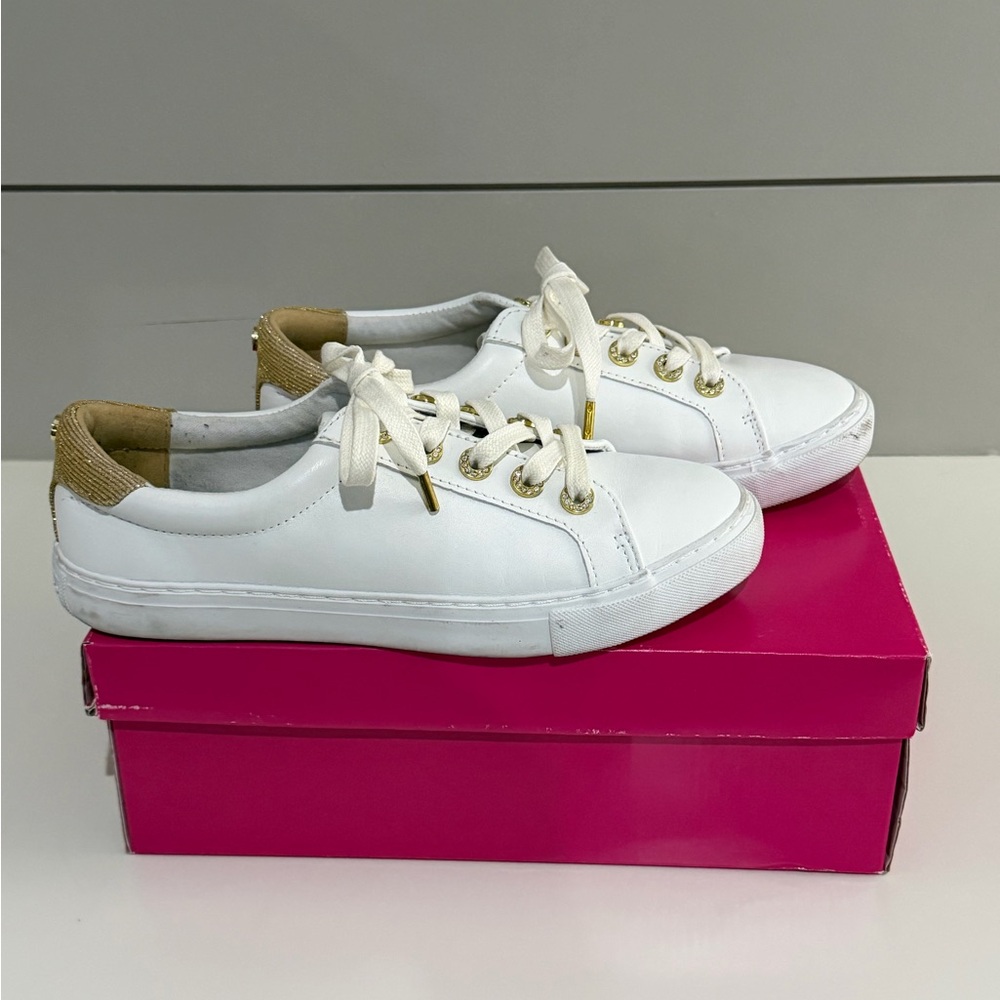Lilly Pulitzer White and Tan Sneakers